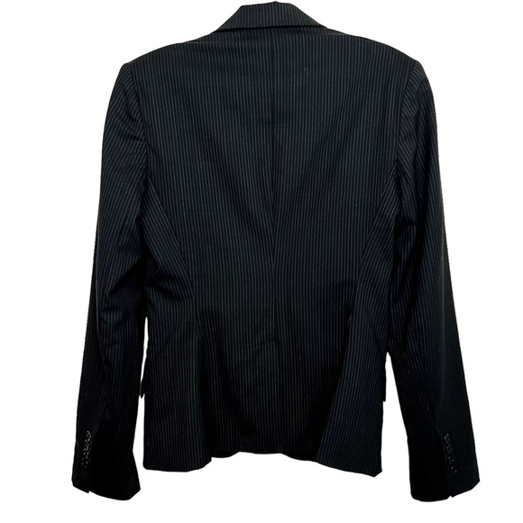 Max Studio Women Black Wool Pinstripe Blazer Jacket, Size 4 - Picture 4 of 17